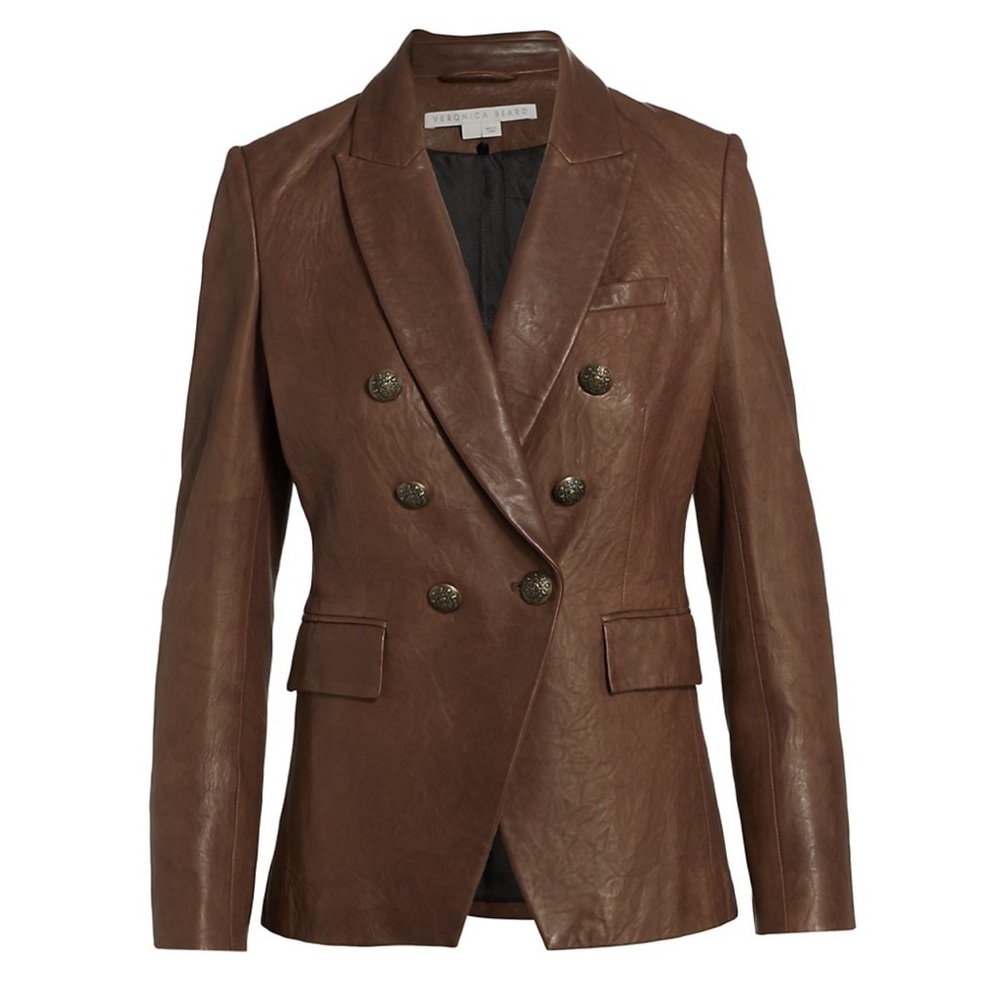 Veronica Beard Miller Dickey Leather Blazer Jacket